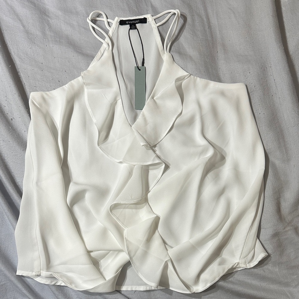 Elegant White Ruffled Halter Blouse